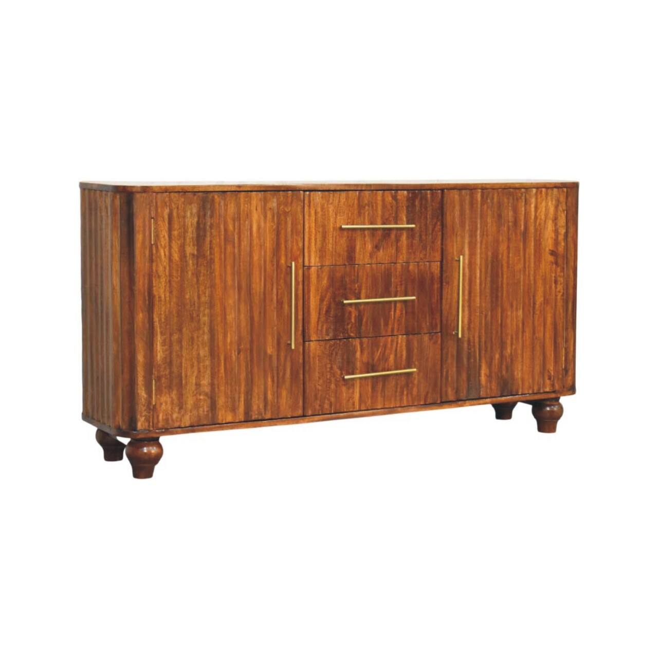 Back. Artisan Furniture - Artisan Furniture Solid Wood Chestnut Curve Sideboard, 3 Drawers, 4 Shelves, Brown - Brown.