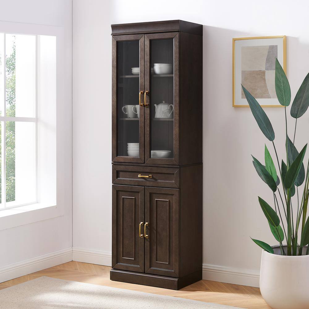 Alt View 4. Crosley Furniture - Stanton Glass Door Kitchen Storage Pantry Cabinet - Coffee.