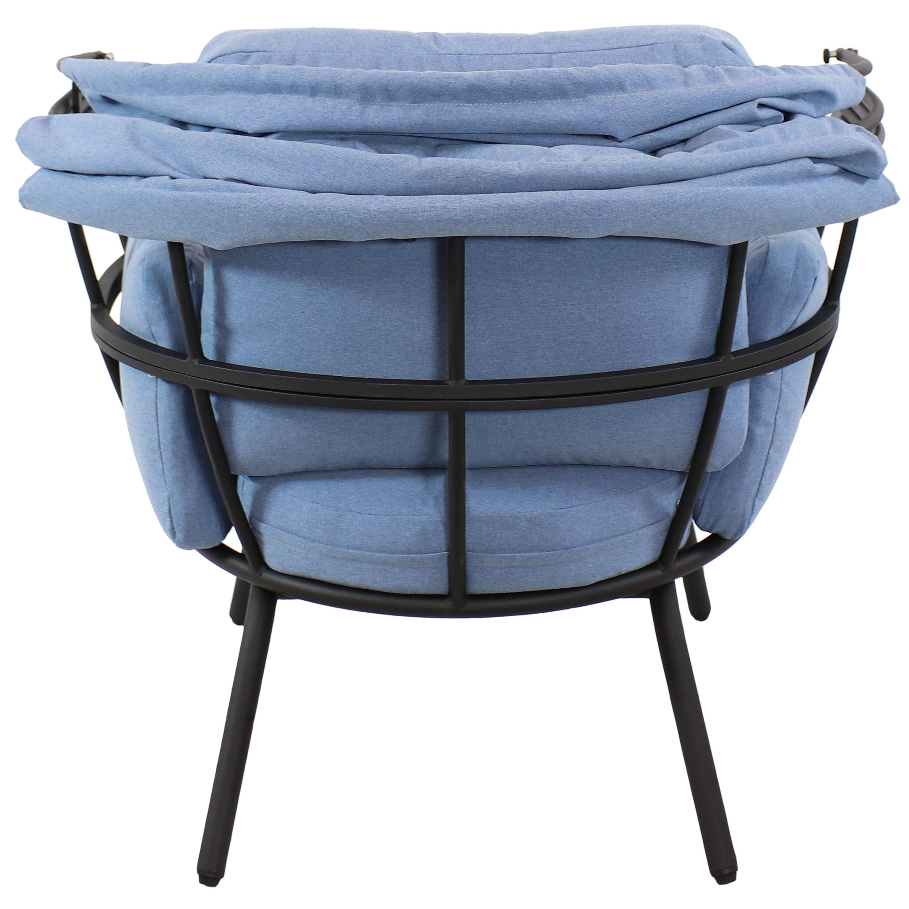 Alt View 9. Sunnydaze - Modern Luxury Wicker Lounge Chair with Retractable Shade - Blue.