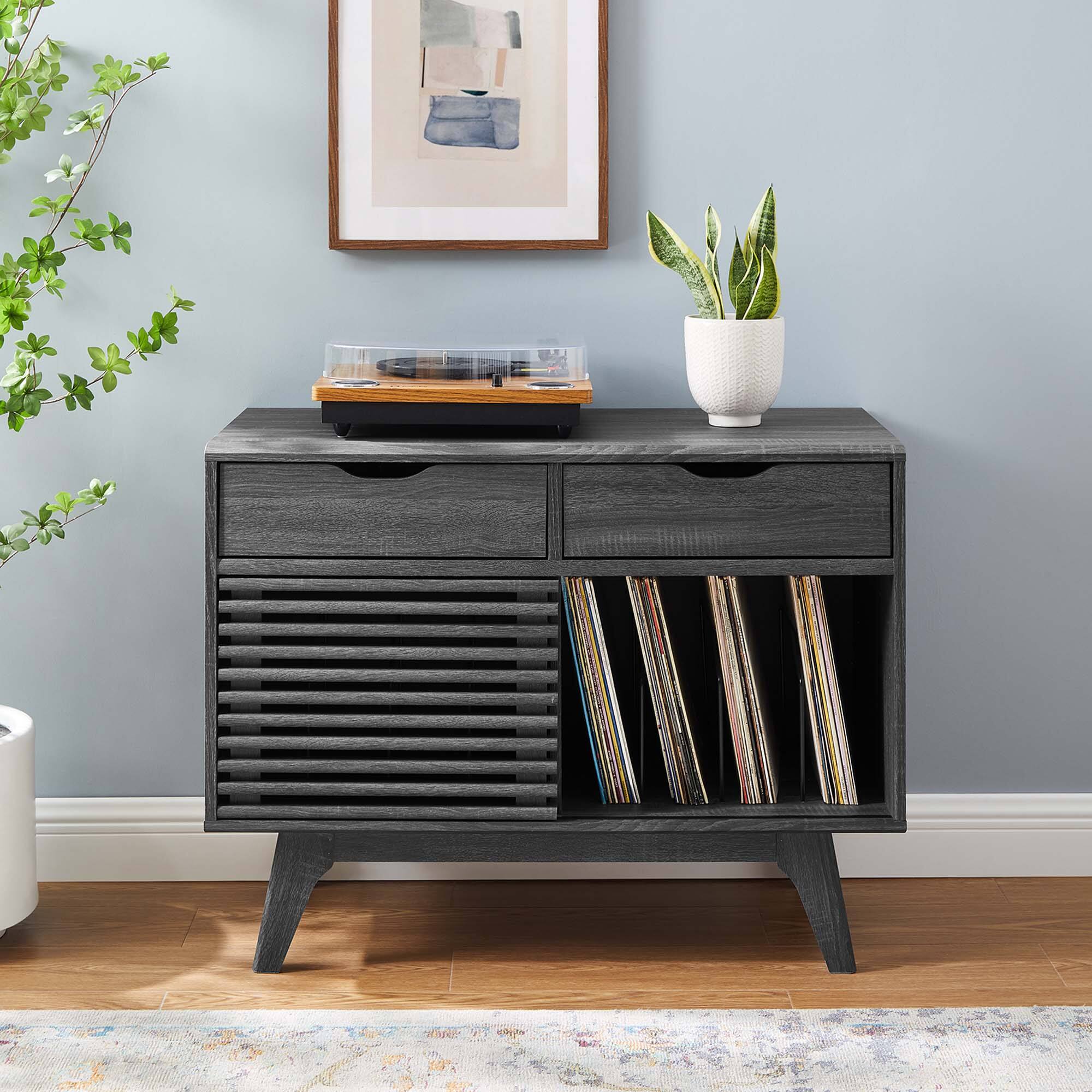 Back. Modway - Render Vinyl Record Display Stand by Modway - Charcoal.