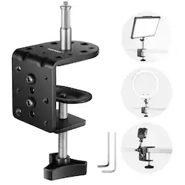Neewer - C Clamp w/ Mount, 1/4"-3/8" Screws, 44lb Load - Black