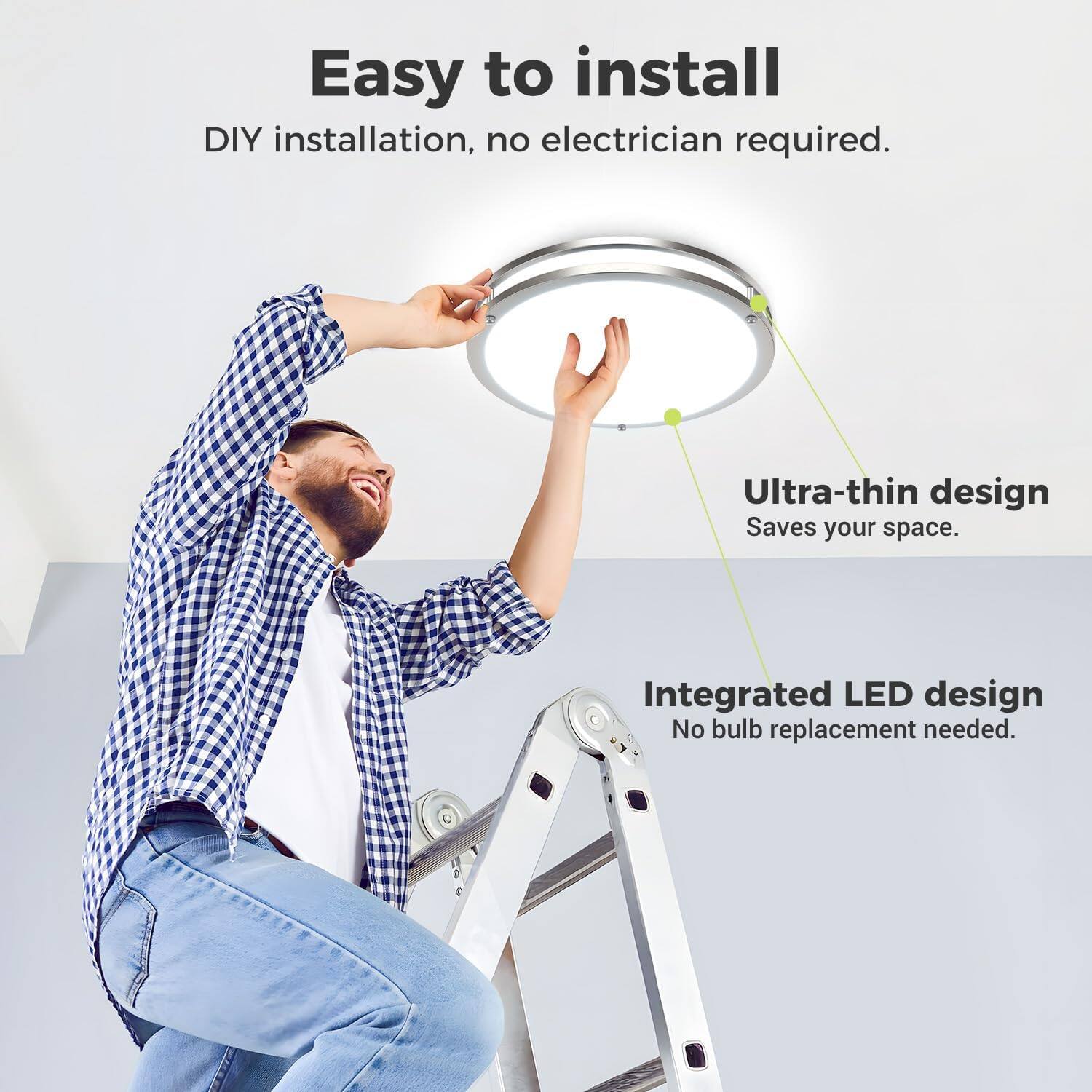 Veranti 13 Inch LED Ceiling Light with Remote Control, Adjustable White ...