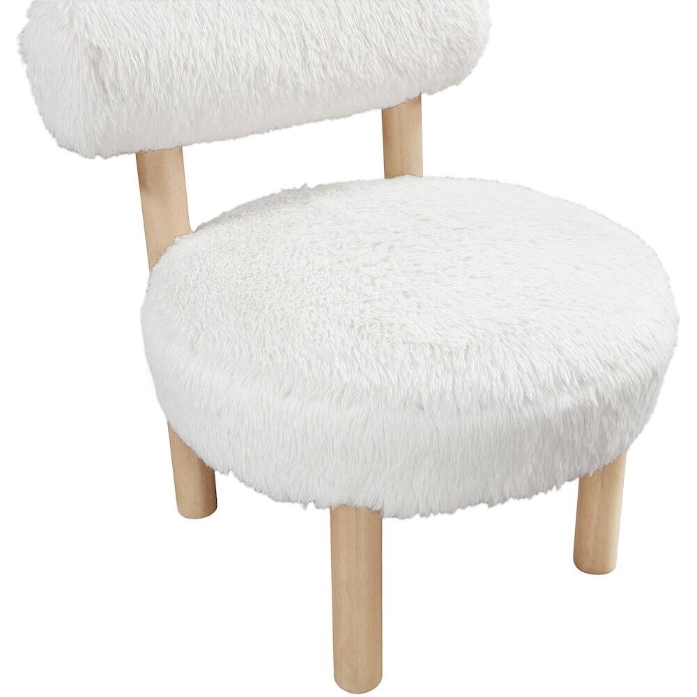 Alt View 4. Meridian Furniture - Ambre Cream Vegan Shearling Fabric Upholstered Accent Chair - Brown.