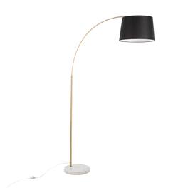 APRILSOUL - March Contemporary Floor Lamp in White Marble and with Black Linen Shade Metal by LumiSource - Antique Brass