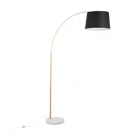 Front. APRILSOUL - March Contemporary Floor Lamp in White Marble and Antique Brass with Black Linen Shade Metal by LumiSource - Antique Brass.
