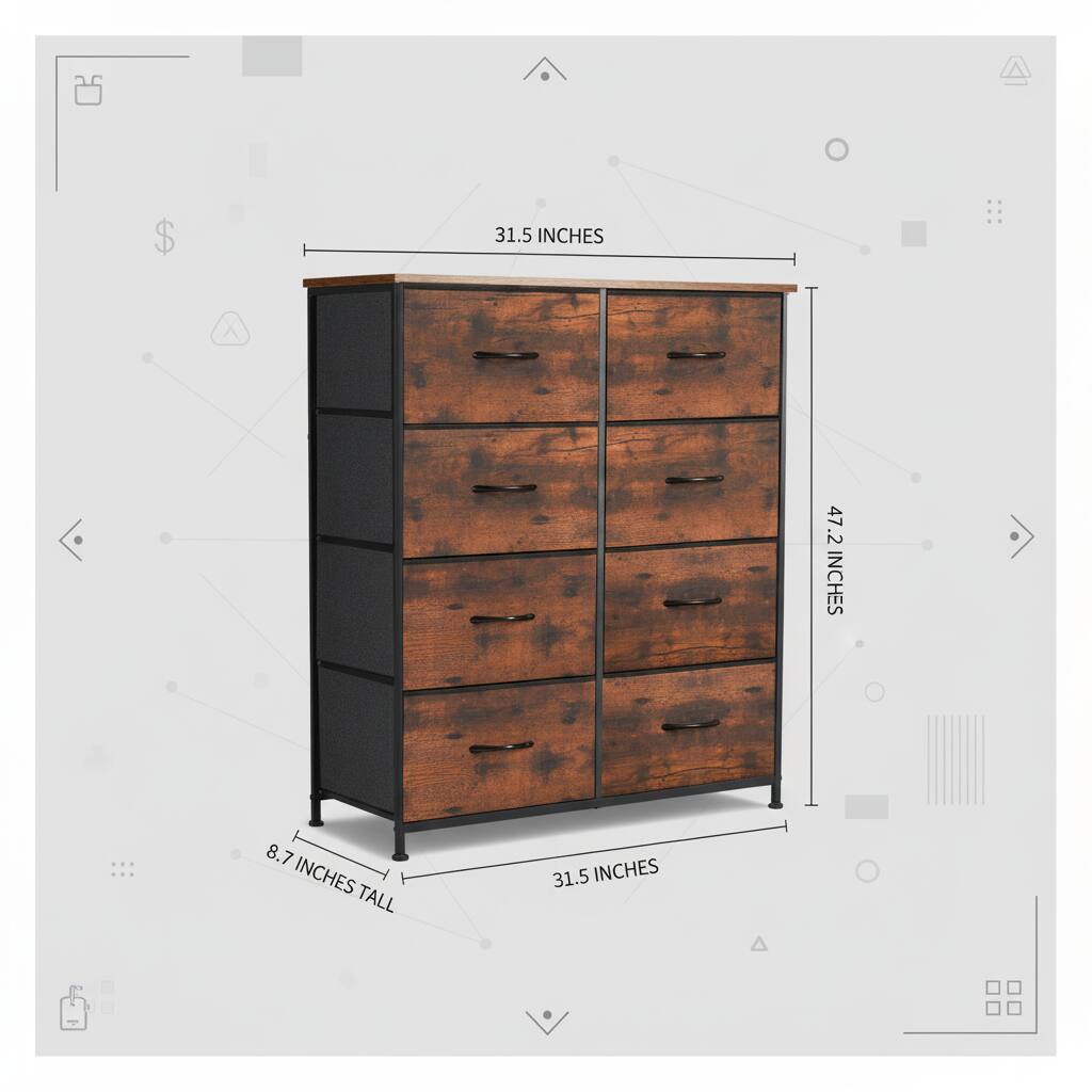 - 31.5 inches wide
- 47.2 inches tall
- 8.7 inches tall
- 31.5 inches deep