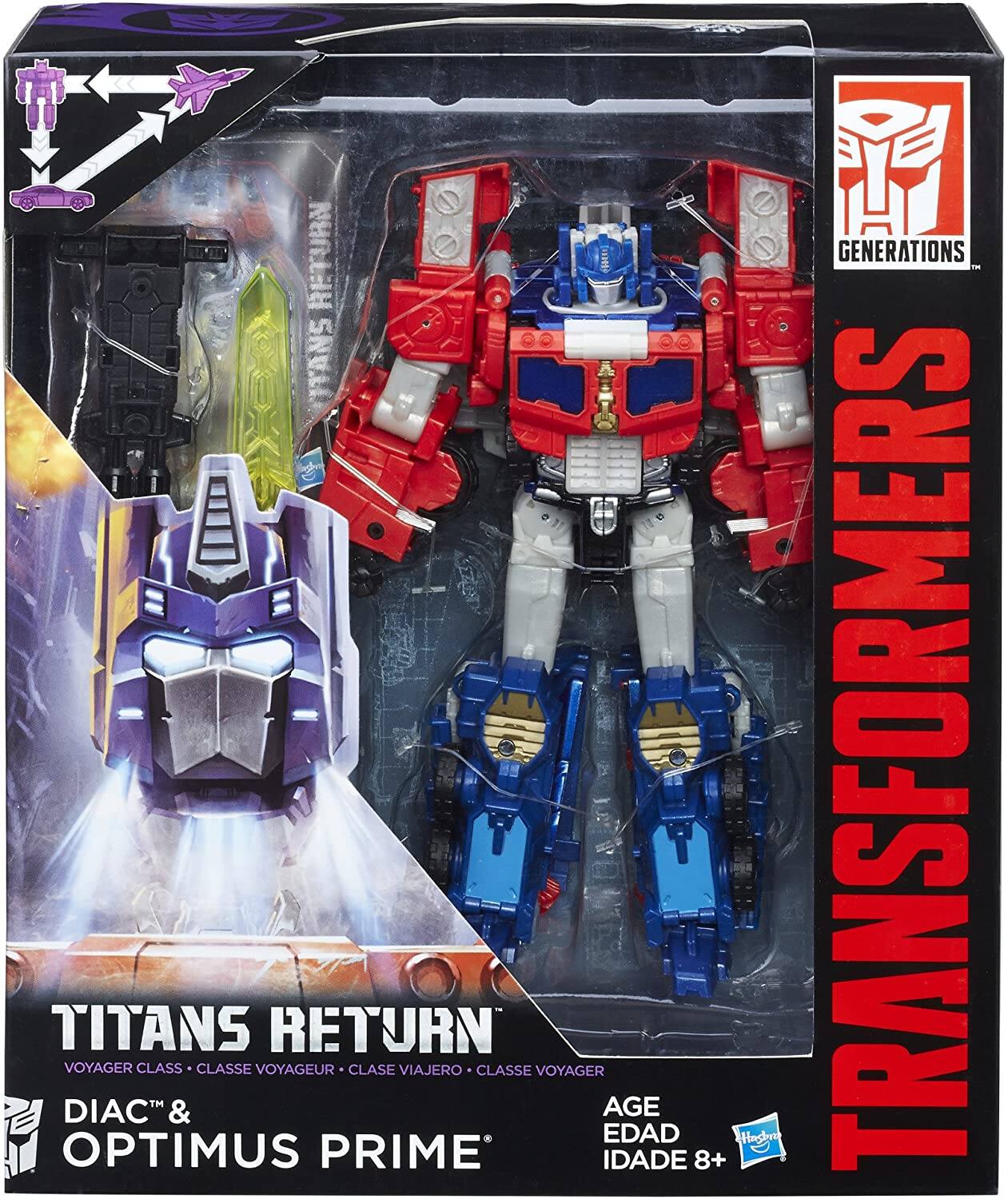 TRANSFORMERS GENERATIONS  
TITANS RETURN  
VOYAGER CLASS - CLASSE VOYAGEUR - CLASE VIAJERO - CLASSE VOYAGER  
DIAC™ & OPTIMUS PRIME®  
AGE EDAD IDADE 8+