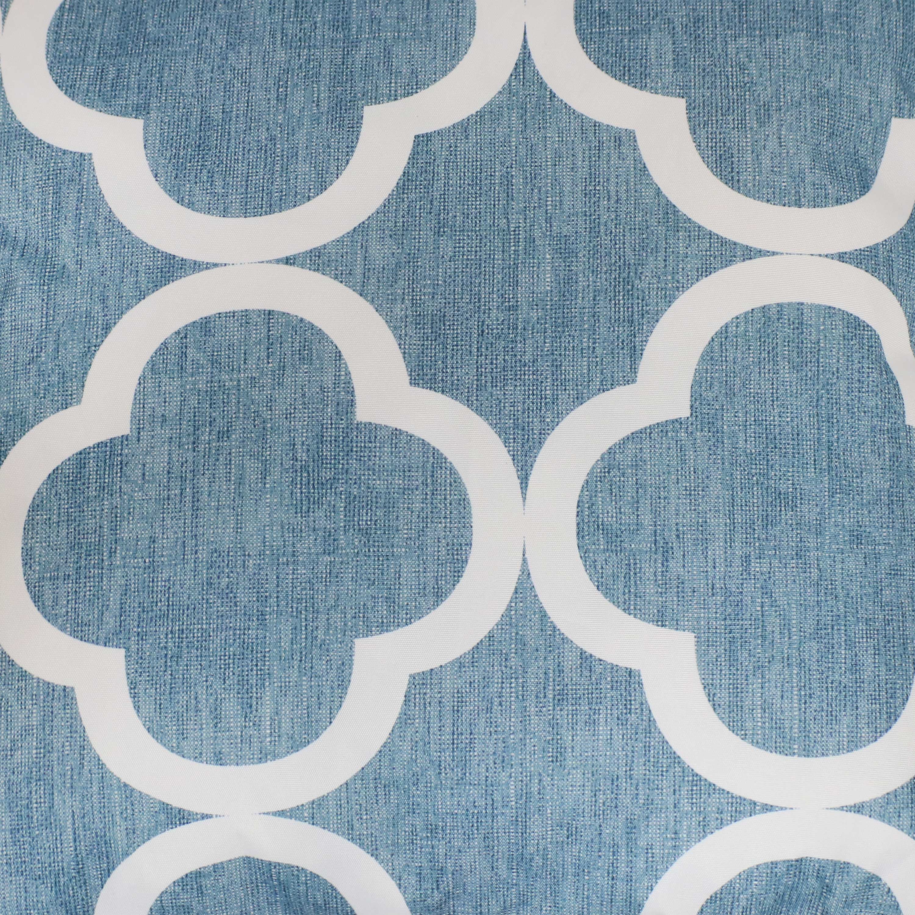 Alt View 4. Sunnydaze - Square Indoor and Outdoor Throw Pillow - 16 in - Blue and White Quatrefoil.