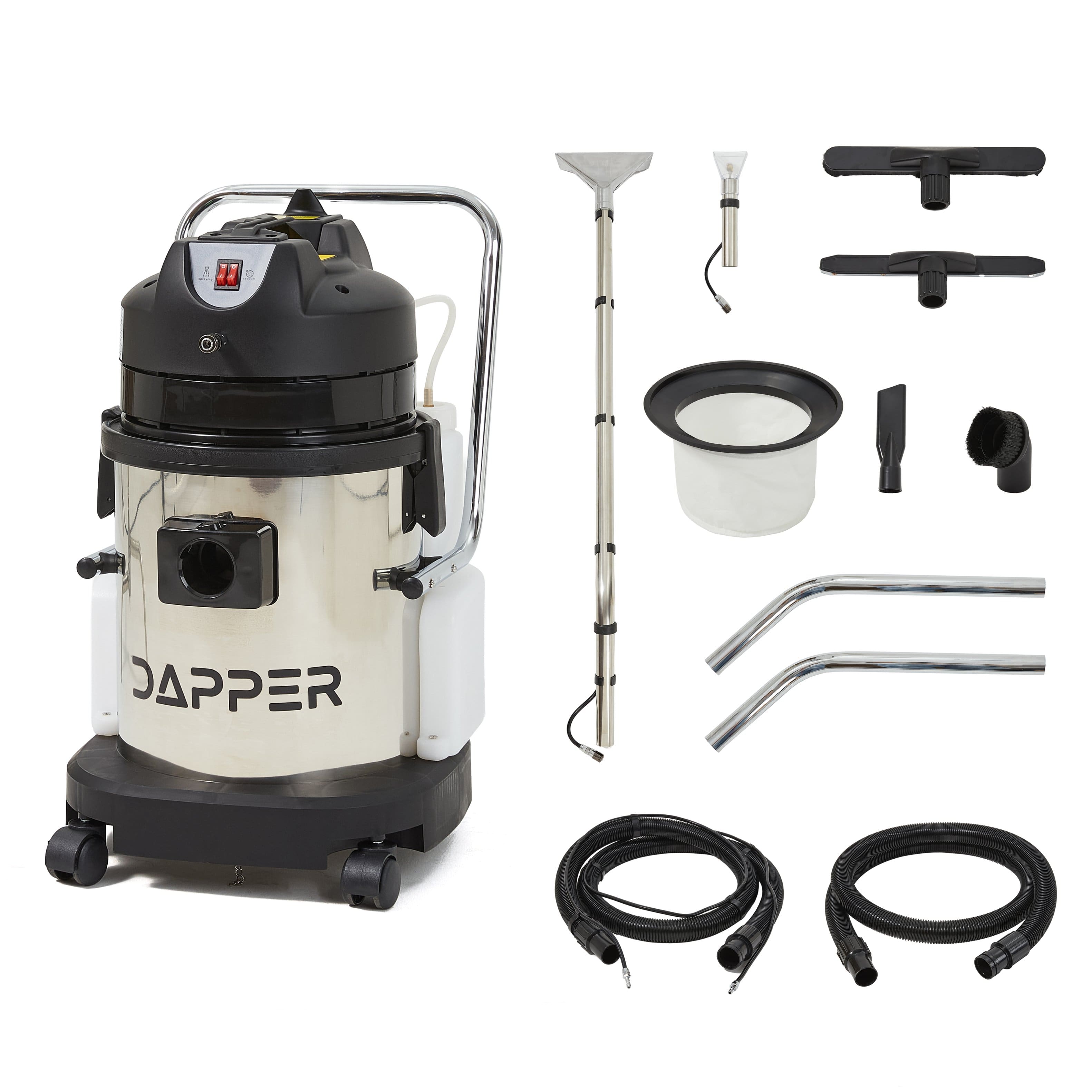 Dapper Supply - Commercial 4-in-1 Wet/Dry Carpet Extractor, 100 PSI, 2.6 Gal. Solution, 5.5 Gal. Recovery Tank - Gray