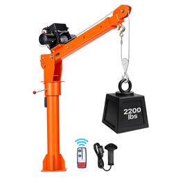 VEVOR - Electric Truck Crane, 2200 lbs Pickup Truck Crane with 12V 6000 lbs Electric Winch, 360° Rotating Telescopic Boom - Orange;Black