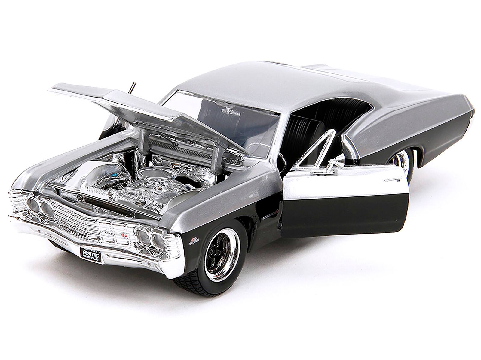 Alt View 1. Jada - 1967 Chevrolet Impala SS Silver Metallic and Black "Bigtime Muscle" Series 1/24 Diecast Model Car by Jada.