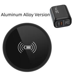 RISOKEYS - Embedded Wireless Charger - Desk Wireless Charger, QI Fast Charging, Integrated Cable, Aluminum Alloy Version - Black