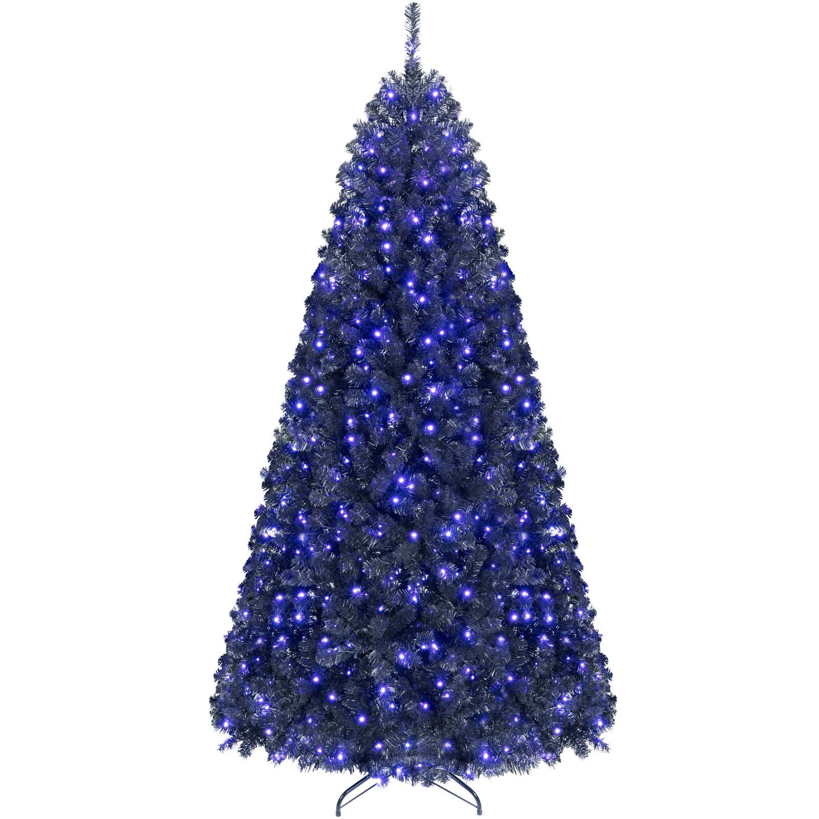 Alt View 1. Costway - 7 ft Pre-Lit Decoration Tree for Christmas Halloween Hinged - Black.