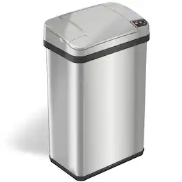 iTouchless - 4 Gallon Touchless Sensor Trash Can with AbsorbX Odor Control and Fragrance, Bathroom Garbage Bin - Stainless Steel