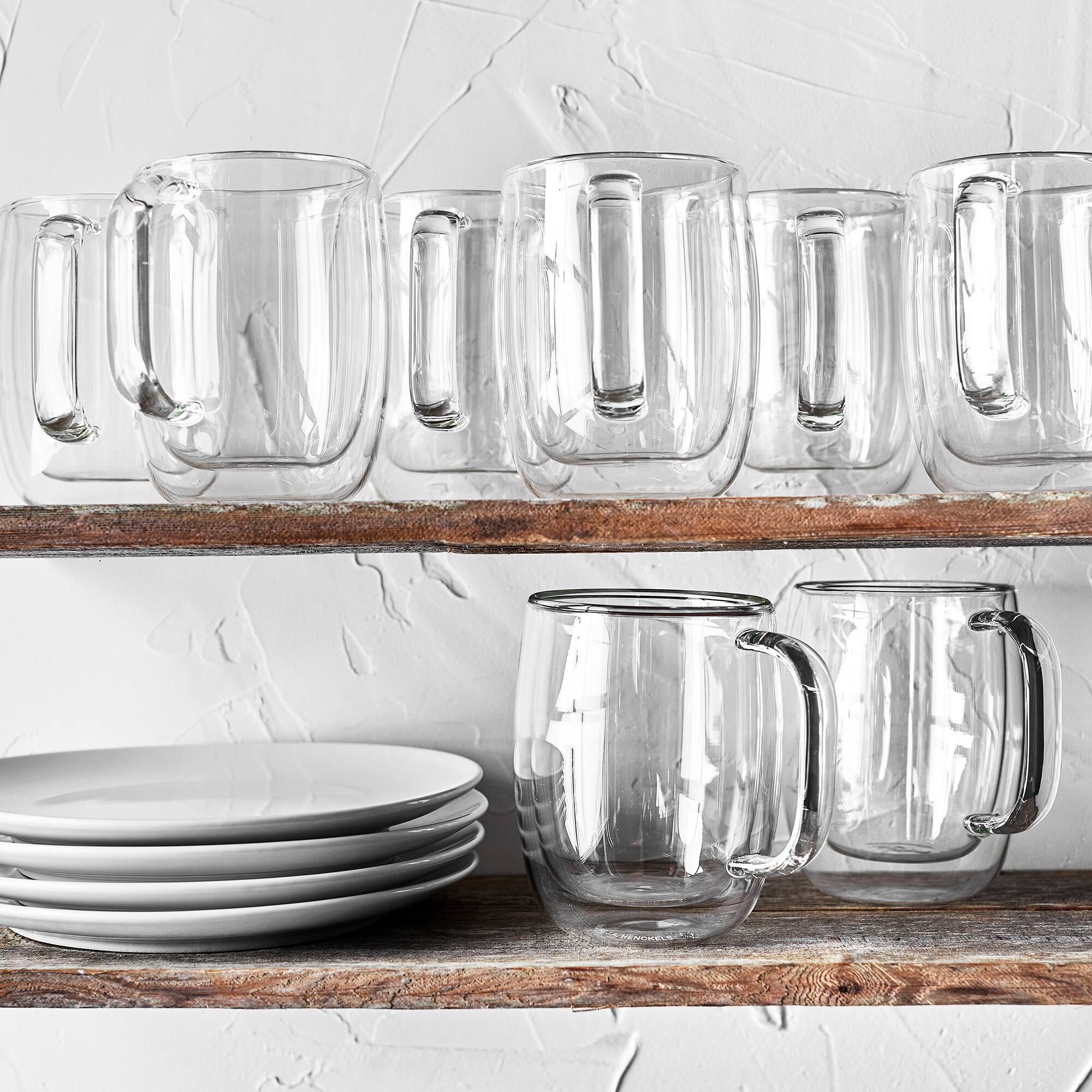 Alt View 1. ZWILLING - ZWILLING Sorrento Plus 4-pc Double Wall Glass Coffee Mugs, Insulated Coffee Mug, Clear - Clear.