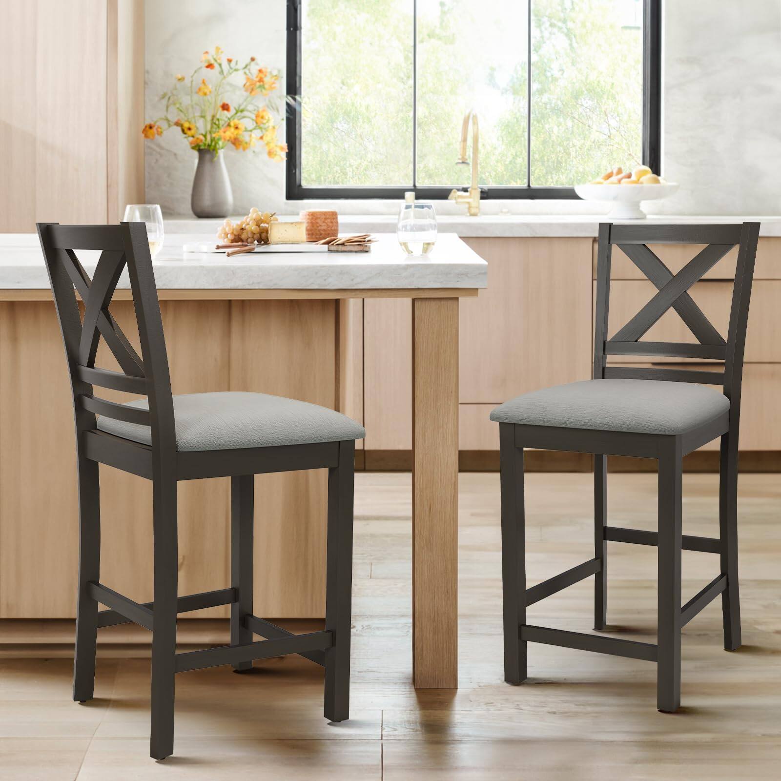 Dark Grey Set of 2 Cross Back