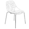 Front. LeisureMod - Asbury Stackable Modern Dining Chair with Cut Out Design and Chrome Legs Side Chair for Home Living Room - White.
