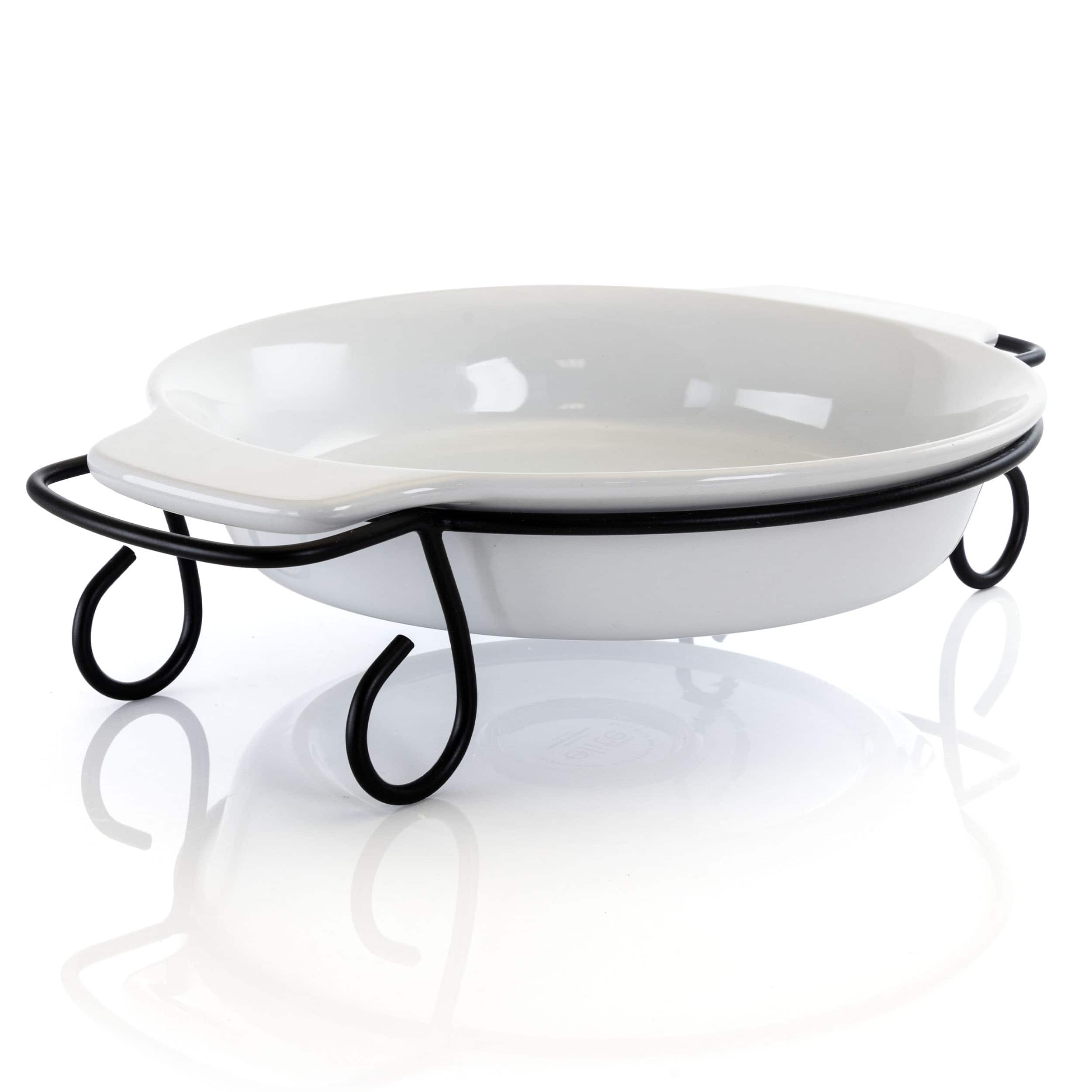 Gibson - Elite Gracious Dining 2 Piece Stoneware Bakeware with Metal Rack - White