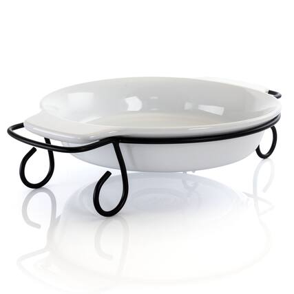 Front. Gibson - Gibson Elite Gracious Dining 2 Piece Stoneware Bakeware with Metal Rack - White.