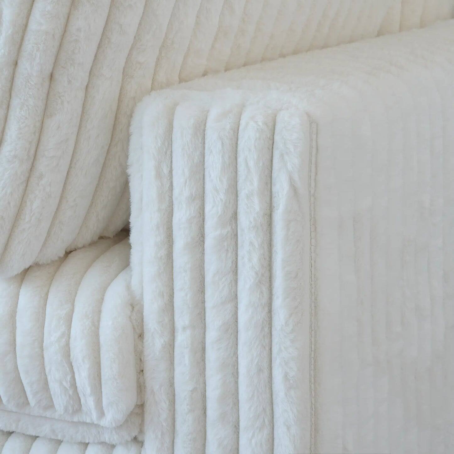 Alt View 2. Yardgrace - Deluxe Cloud 3-Seater Beige Washable Chaise Sectional, Plush Fabric, Modular Design - White.