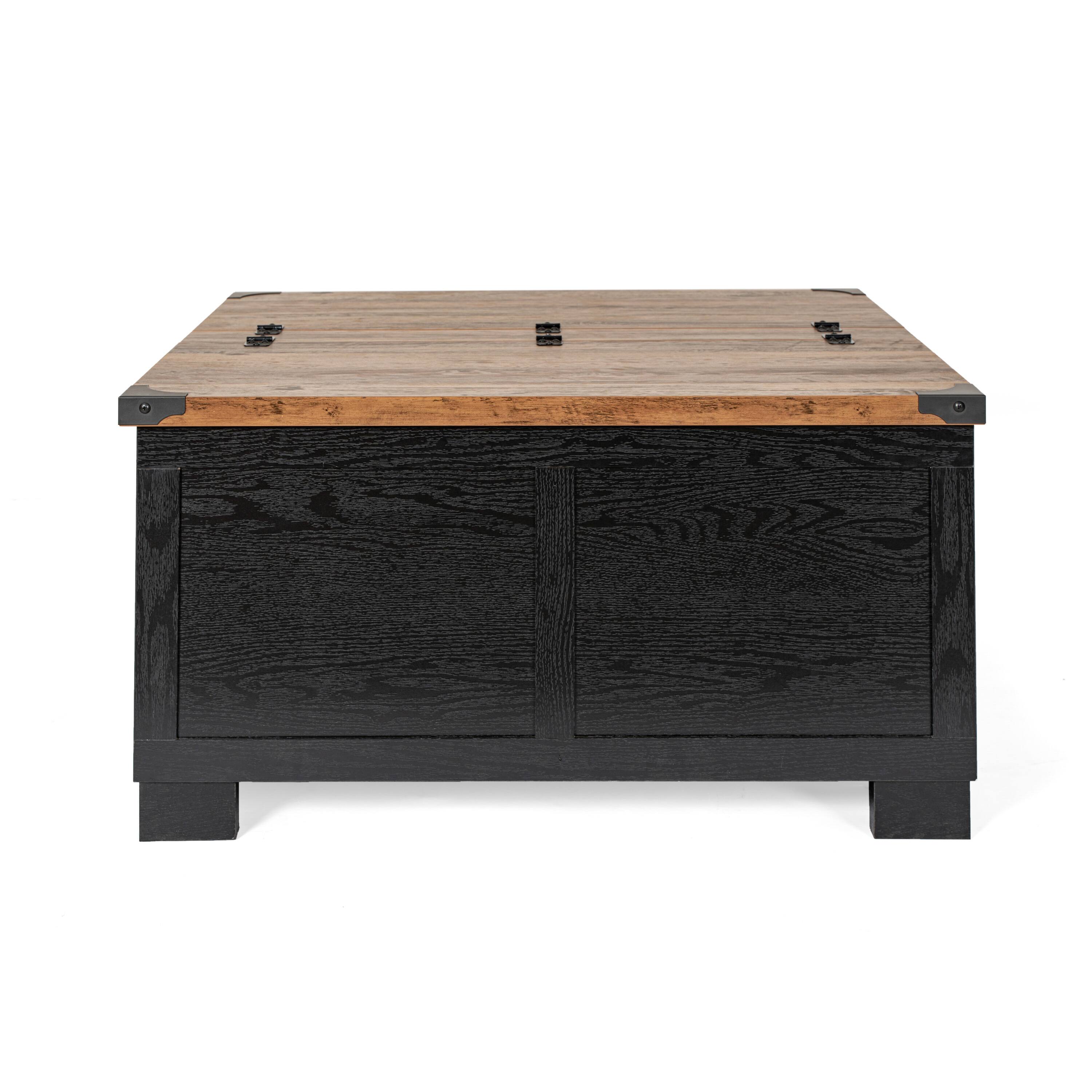 Left. Flash Furniture - Wyatt 35.75" Farmhouse Storage Coffee Table with Hinged Lift Top, Large Coffee Table with Hidden Storage, Two Tone Finis - Black.