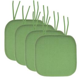 Sweet Home Collection - Honeycomb Memory Foam Non-Slip 16" x 16" Chair Cushion Pad with Ties, 4-Pack - Green