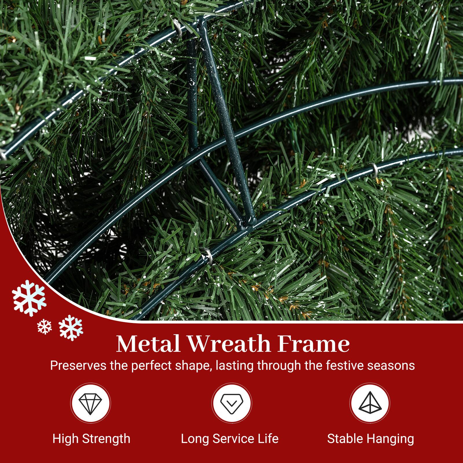 Metal Wreath Frame  
Preserves the perfect shape, lasting through the festive seasons  

High Strength  
Long Service Life  
Stable Hanging