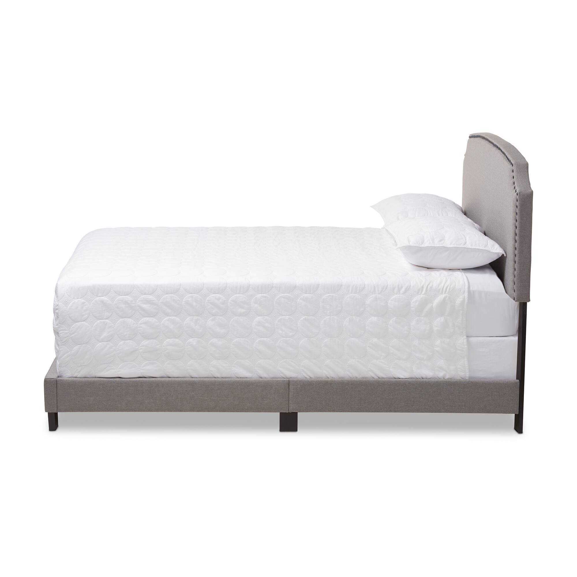 Angle. Baxton Studio - Odette Modern and Contemporary Fabric Upholstered Bed - Light Grey.