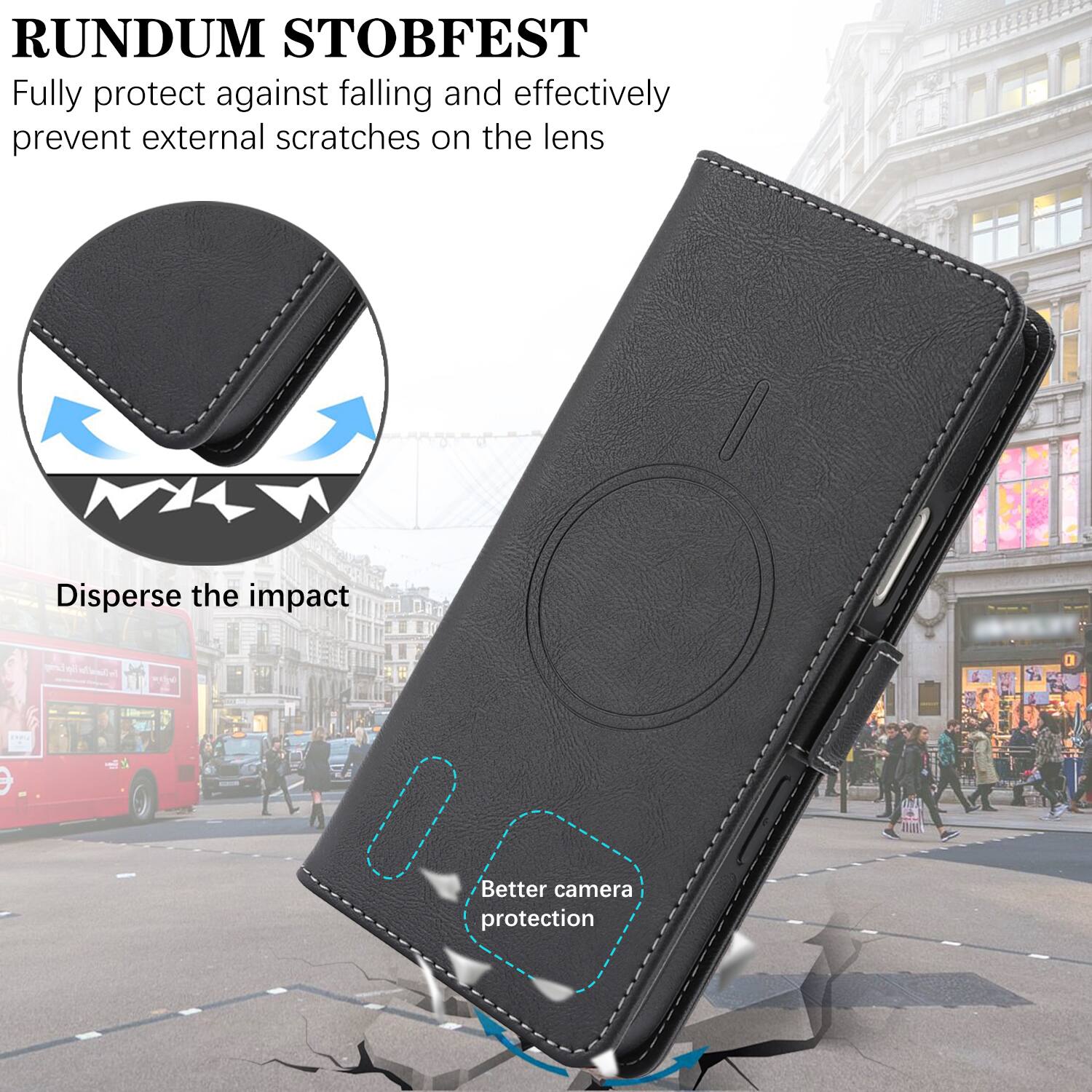 RUNDUM STOBFEST  
Fully protect against falling and effectively prevent external scratches on the lens  
Disperse the impact  
Better camera protection