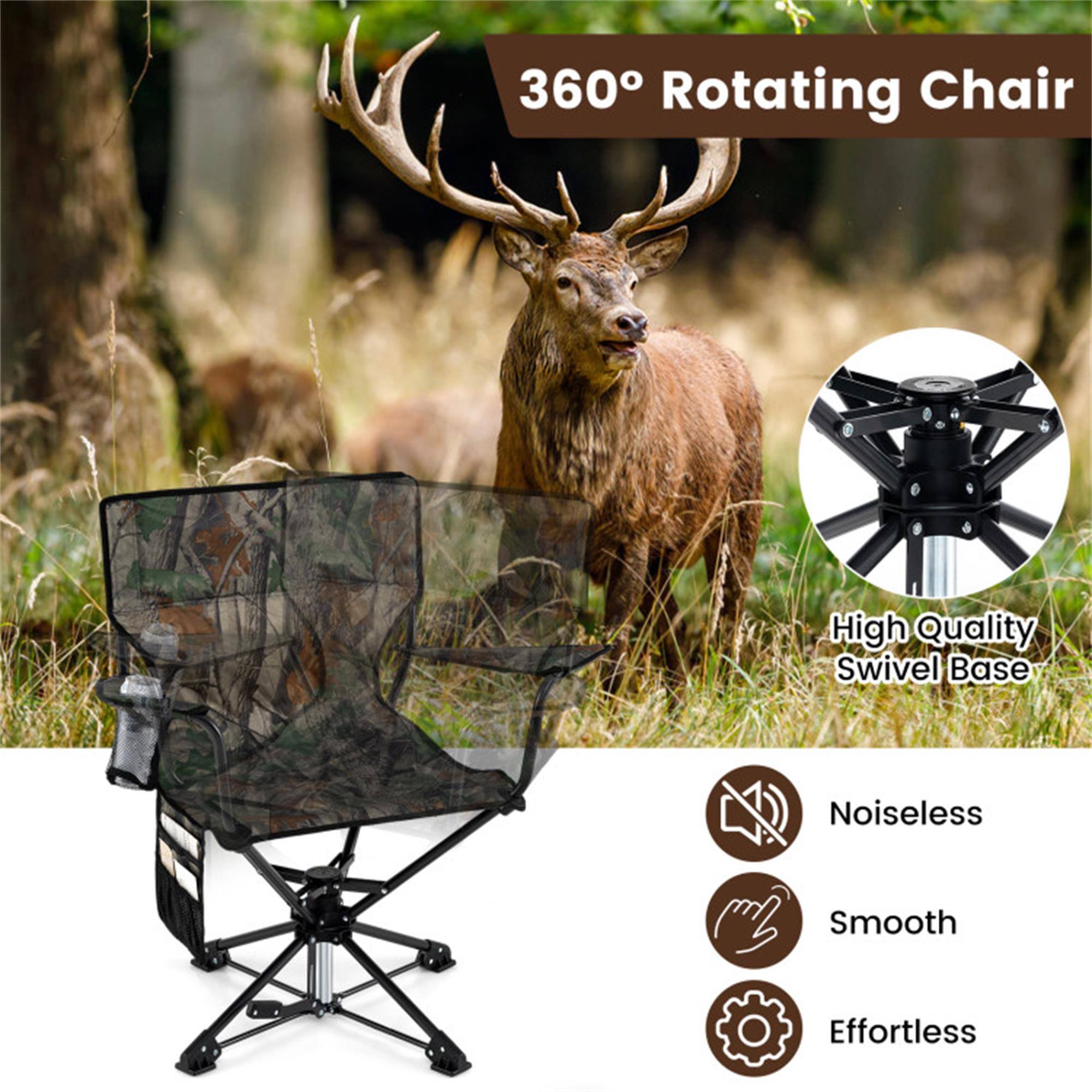 360° Rotating Chair  
High Quality Swivel Base  
Noiseless  
Smooth  
Effortless