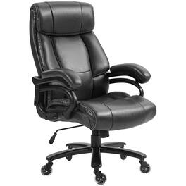 Anysun - PU Leather Rolling Height-Adjustable Pocket Spring System Comfy Office Executive Chair - Black