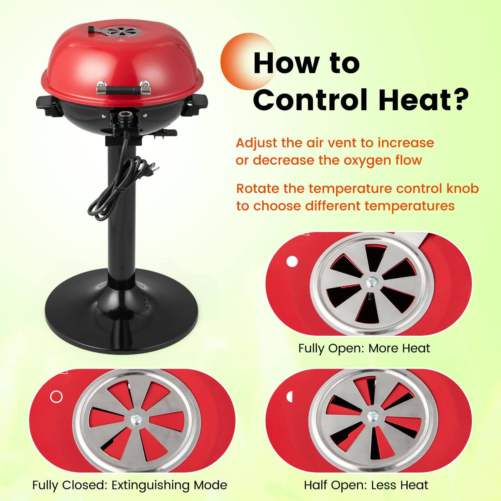 How to Control Heat?

Adjust the air vent to increase or decrease the oxygen flow

Rotate the temperature control knob to choose different temperatures

Fully Open: More Heat

Fully Closed: Extinguishing Mode

Half Open: Less Heat