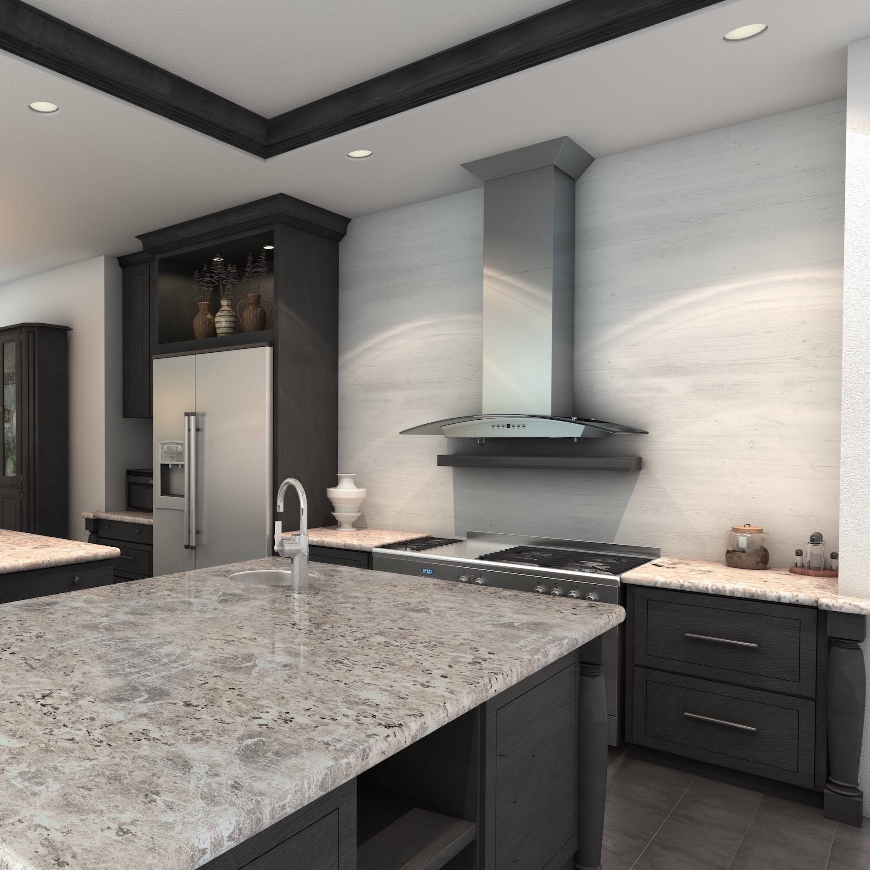 Alt View 4. ZLINE - ZLINE 30 in.  Wall Mount Range Hood in Stainless Steel & Glass with Crown Molding (KZCRN-30) - Stainless Steel.