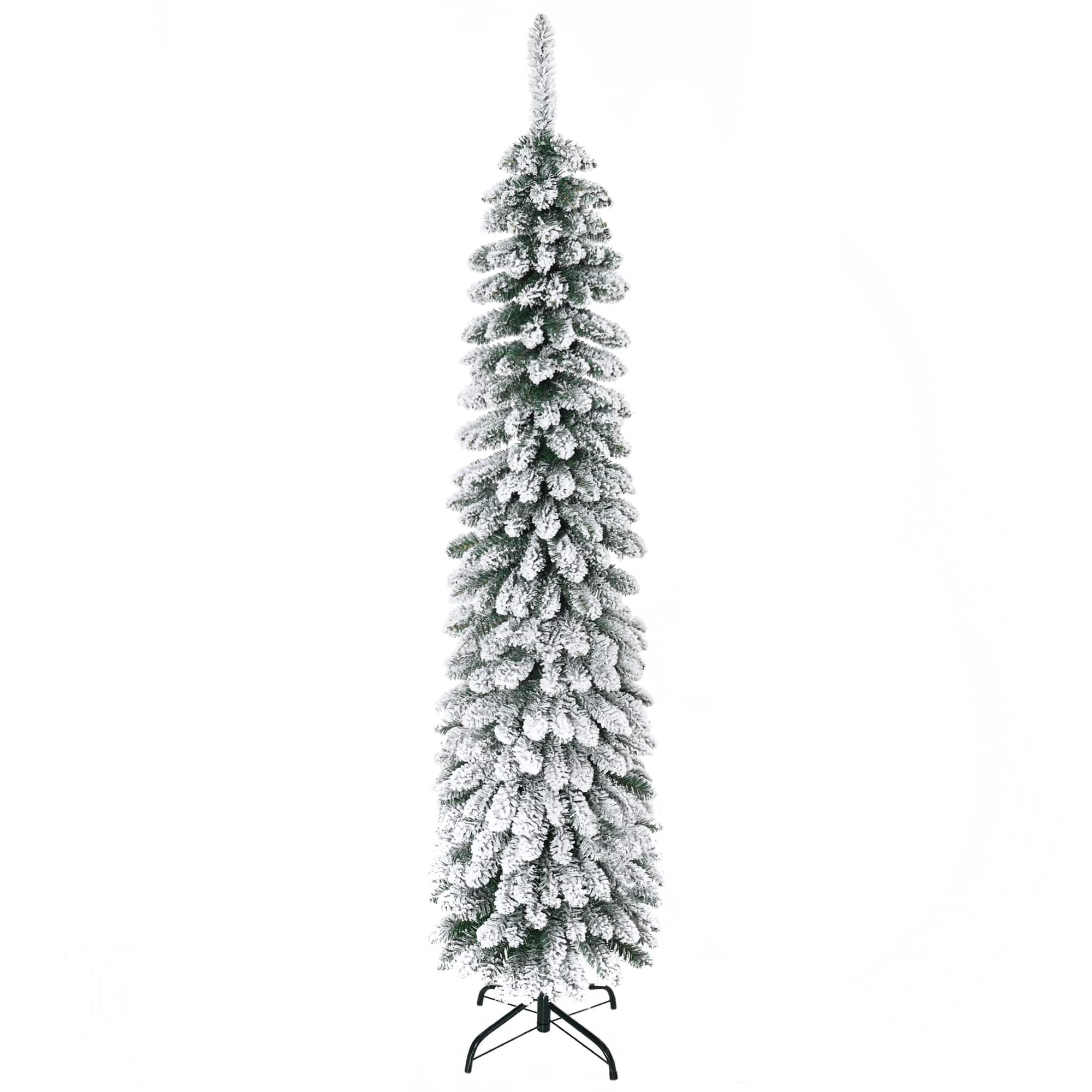 Homcom - Tall Unlit Slim Pencil Xmas Tree - Green