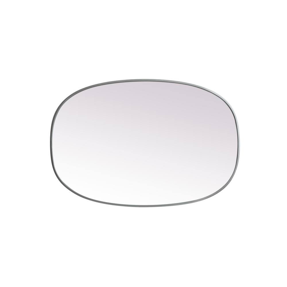 Back. Elegant Decor - Metal Frame Oval Mirror 27x40 Inch in Silver - Silver.