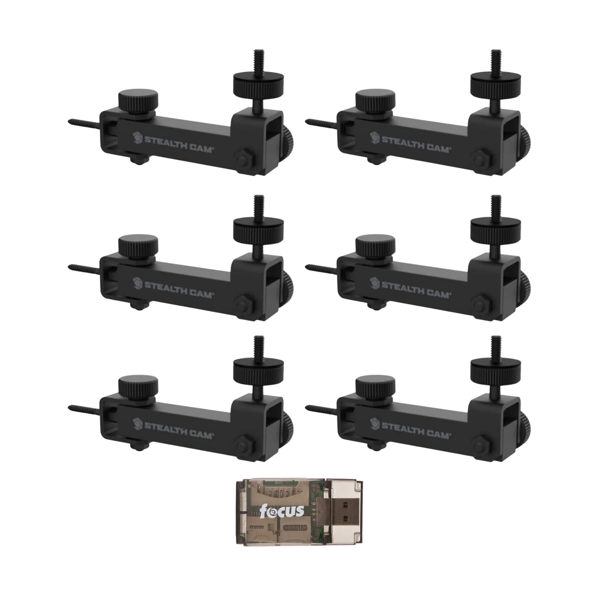 Stealth Cam - Eco Mount Rugged Steel Tube (Black, 6-Pack) and Card Reader Bundle