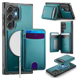 Dteck - Magnetic Case For Samsung Galaxy S26 Ultra Detachable Wallet Card Holder Leather Shockproof Cover - Blue