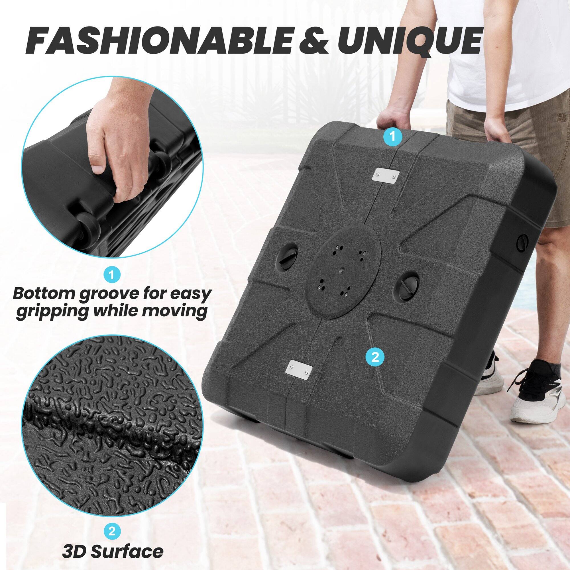 FASHIONABLE & UNIQUE

1. Bottom groove for easy gripping while moving

2. 3D Surface
