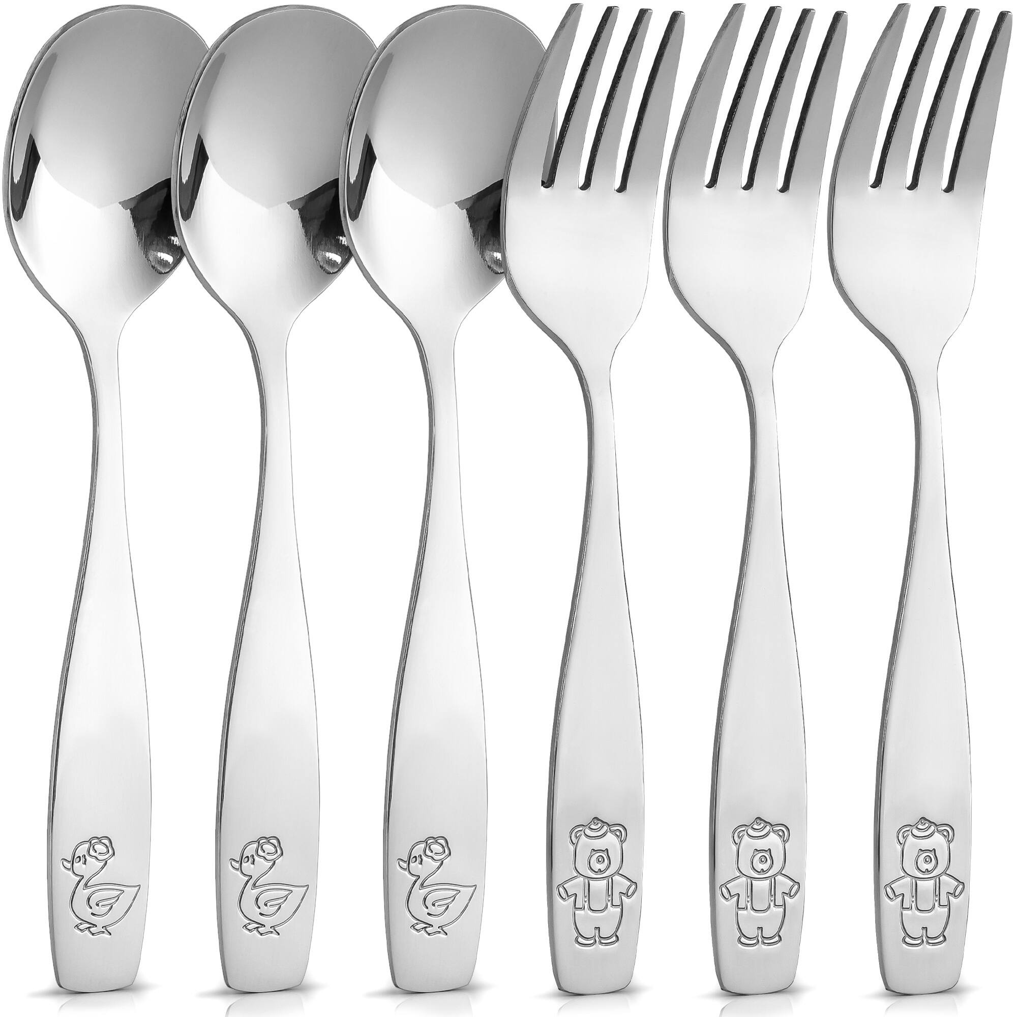 Front. Zulay Kitchen - Zulay Kitchen 6 Pieces Toddler Utensils - Kids Stainless Silverware Set - Children & Toddler Safe Forks & Spoons - Silver.
