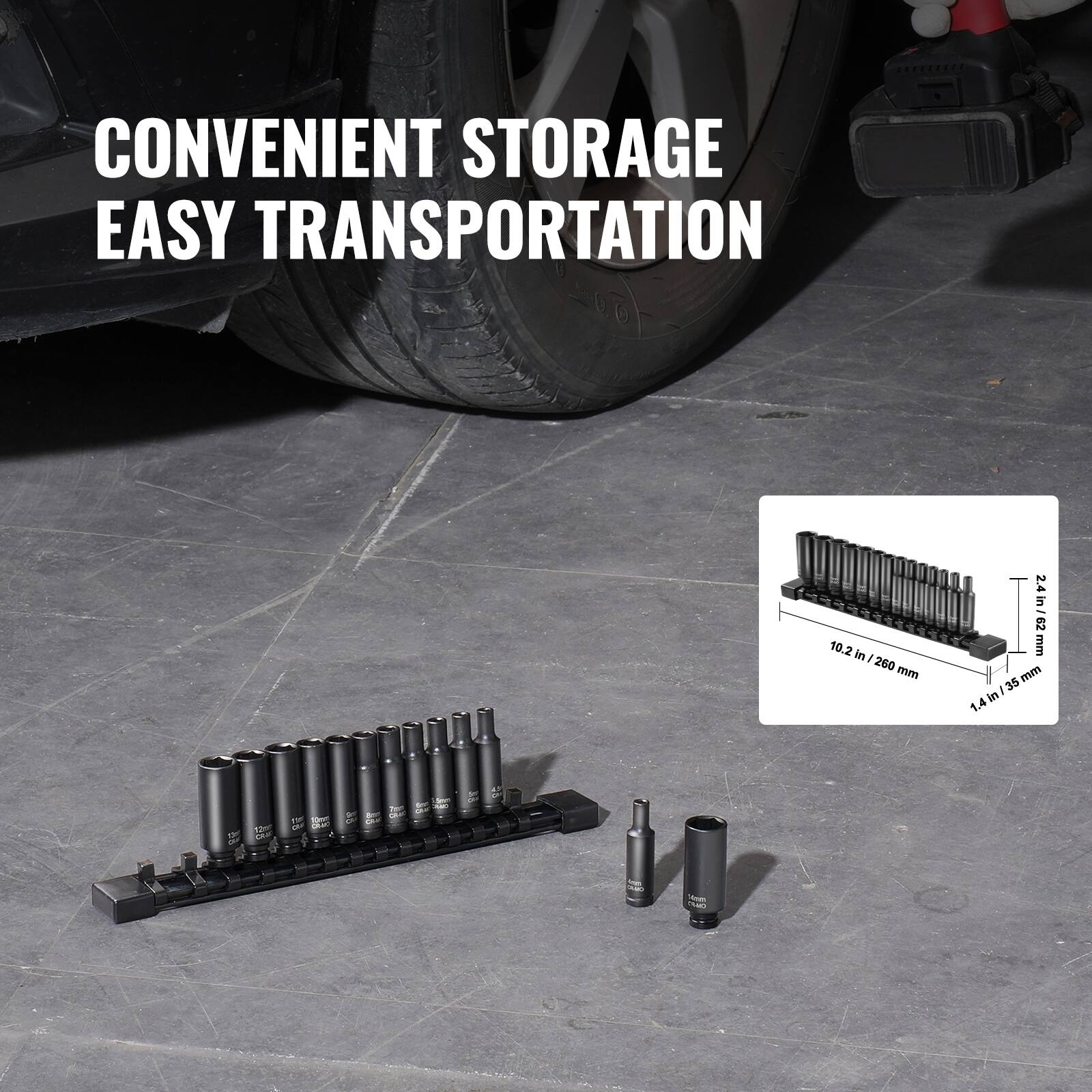 CONVENIENT STORAGE EASY TRANSPORTATION
10.2 in / 260 mm
2.4 in / 62 mm
1.4 in / 35 mm