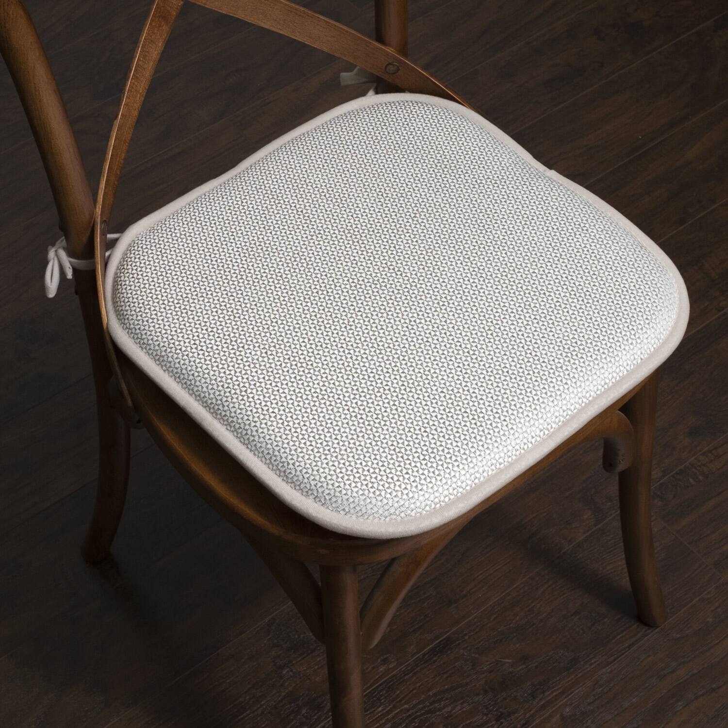 Back. Sweet Home Collection - Cameron Memory Foam No Slip Back 16" x 16" Chair Pad Cushion with Ties, 6-Pack - Silver/White.