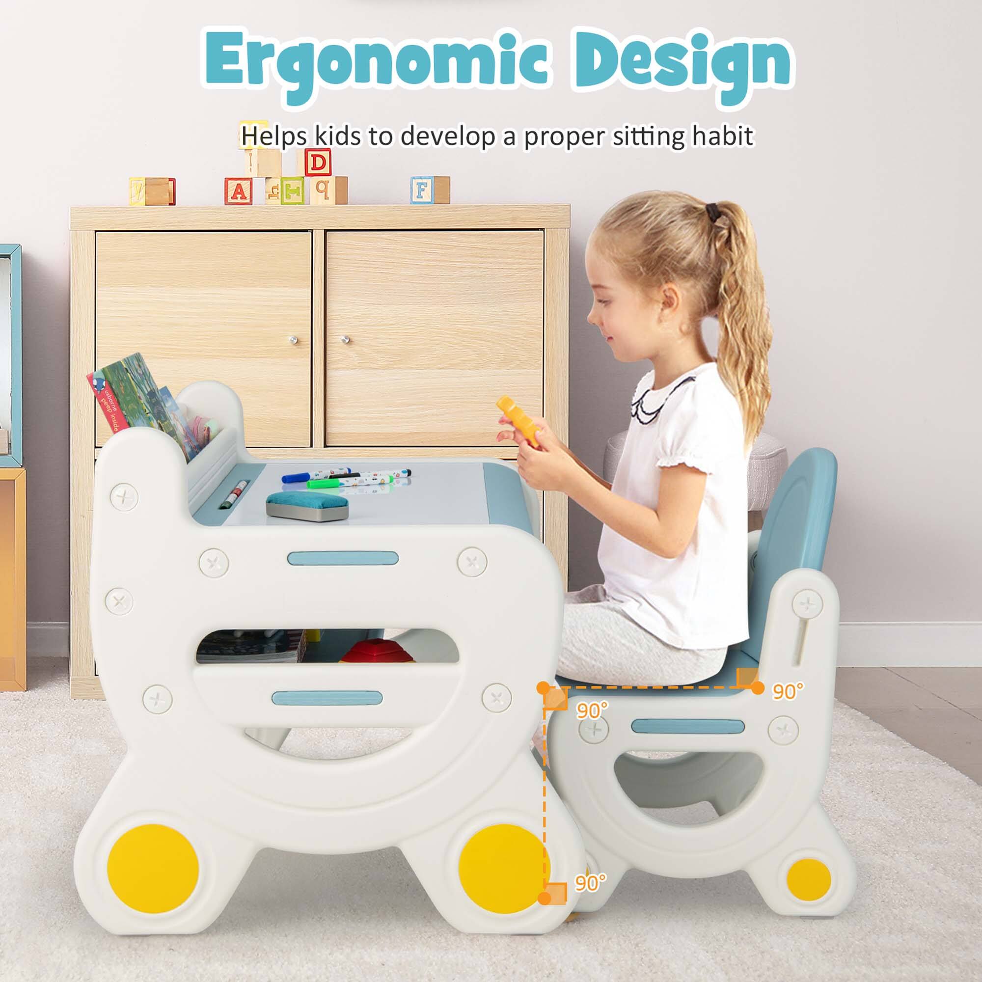 Ergonomic Design  
Helps kids to develop a proper sitting habit  

90°  
90°  
90°
