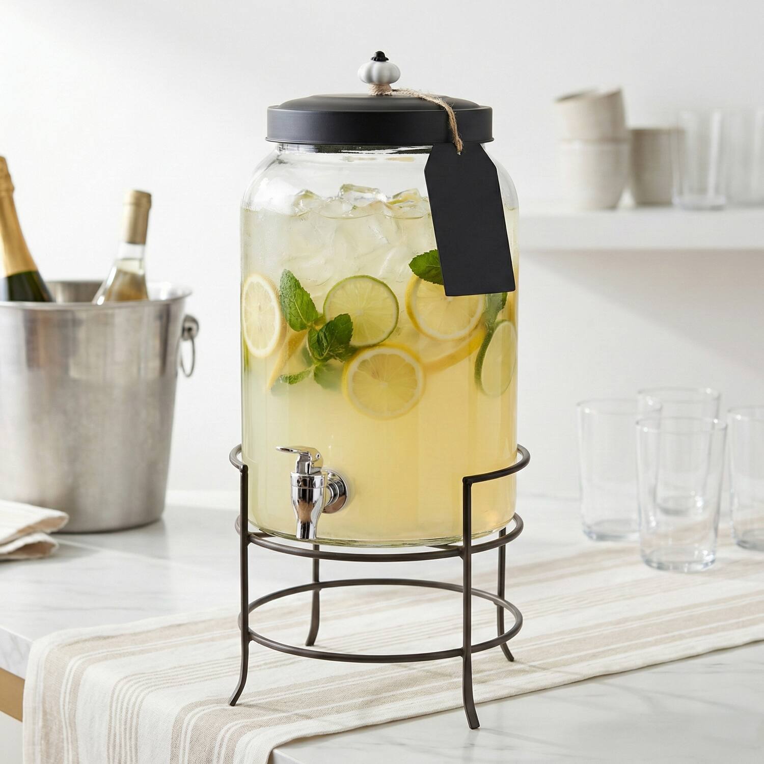 Back. Style Setter - Franklin Beverage Dispenser 3 Gal - Clear.
