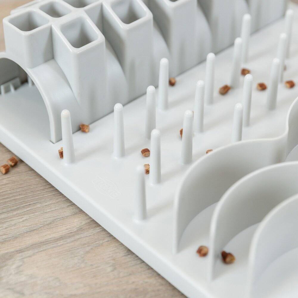 Alt View 3. TRIXIE - Fun Board XXL Strategy Game for Cats, Treat Puzzle Toy, Interactive Play, White - Gray.