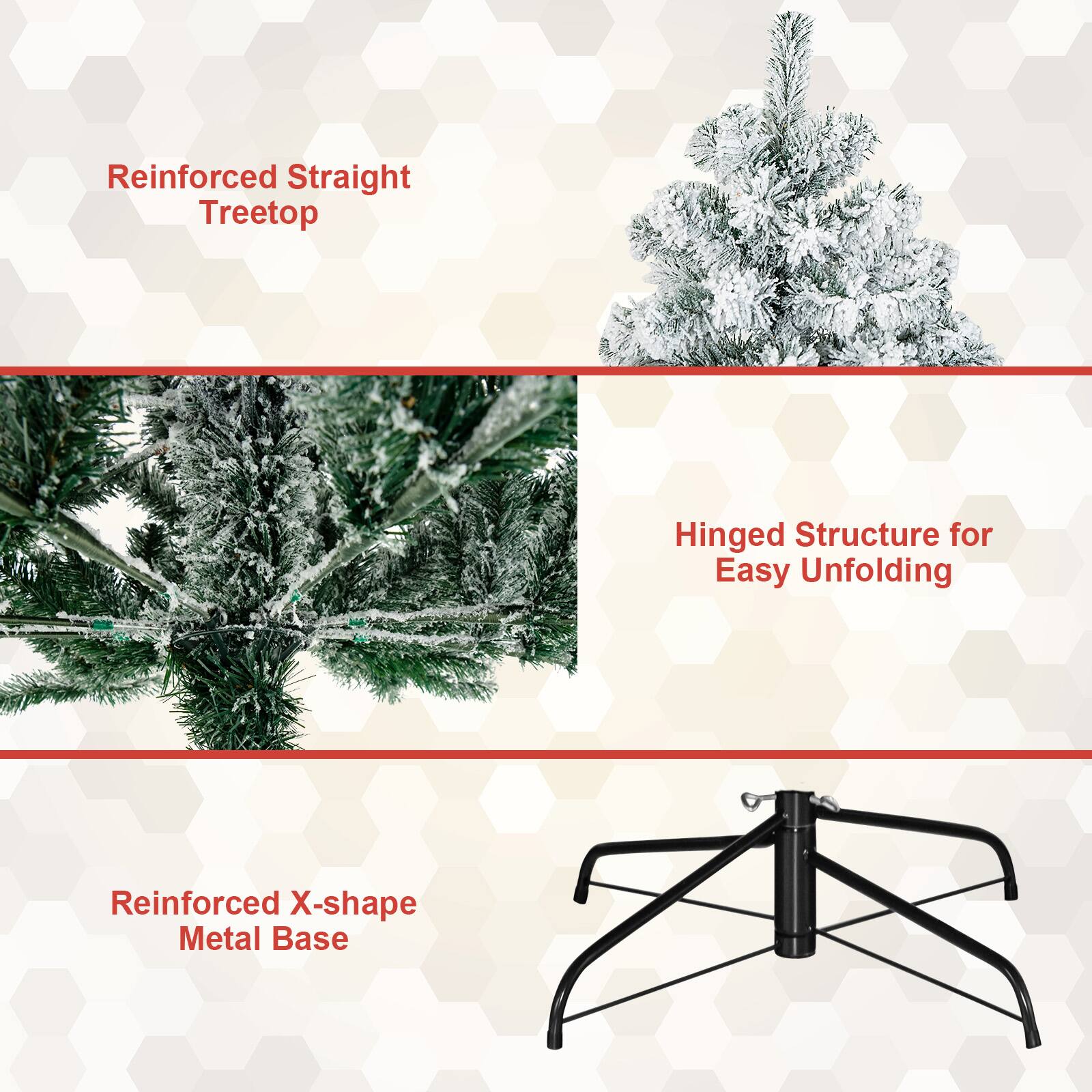 Reinforced Straight Treetop Hinged Structure for Easy Unfolding Reinforced X-shape Metal Base