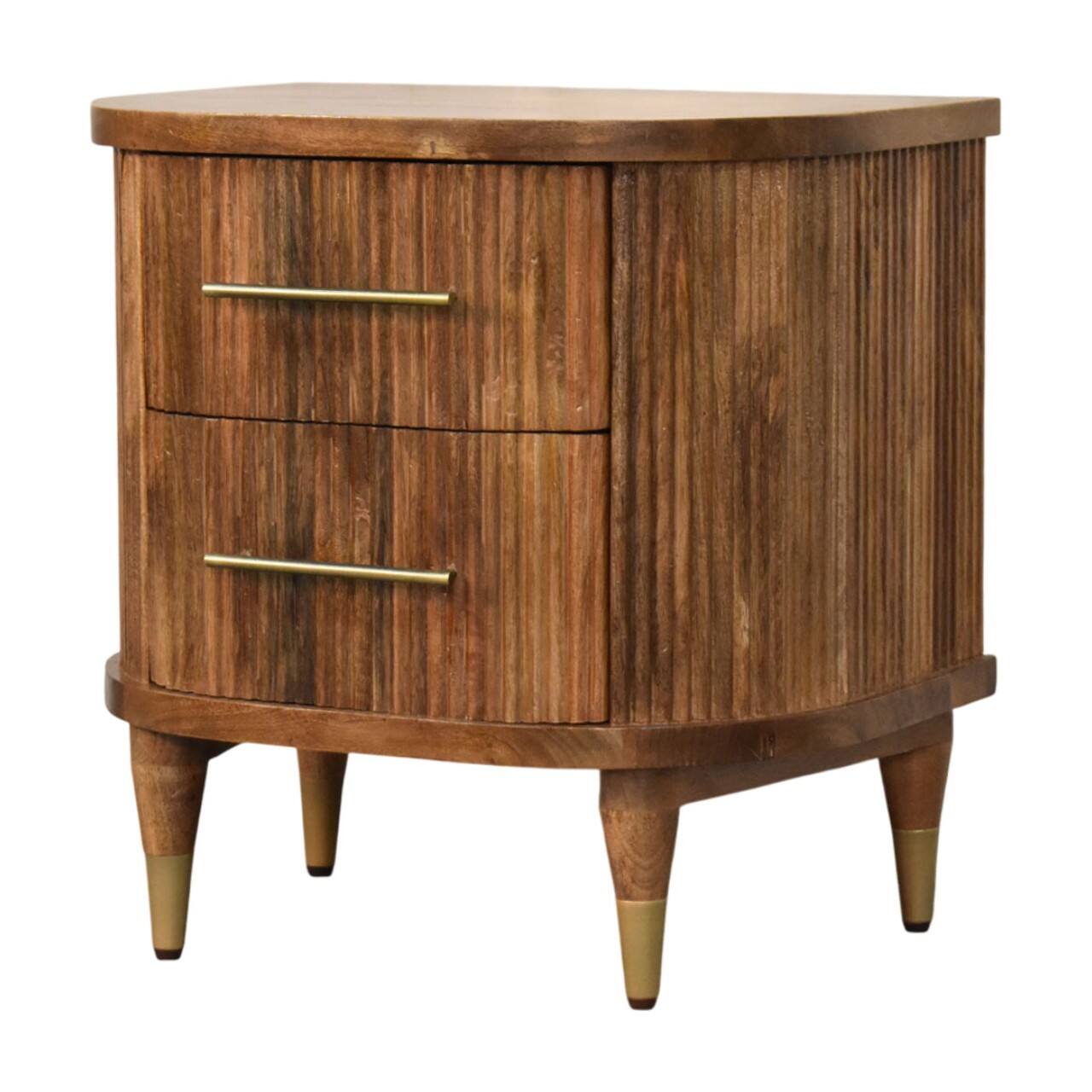 Left. Artisan Furniture - Artisan Furniture Solid Wood Curved 2 Drawer Bedside Table , Brown - Brown.