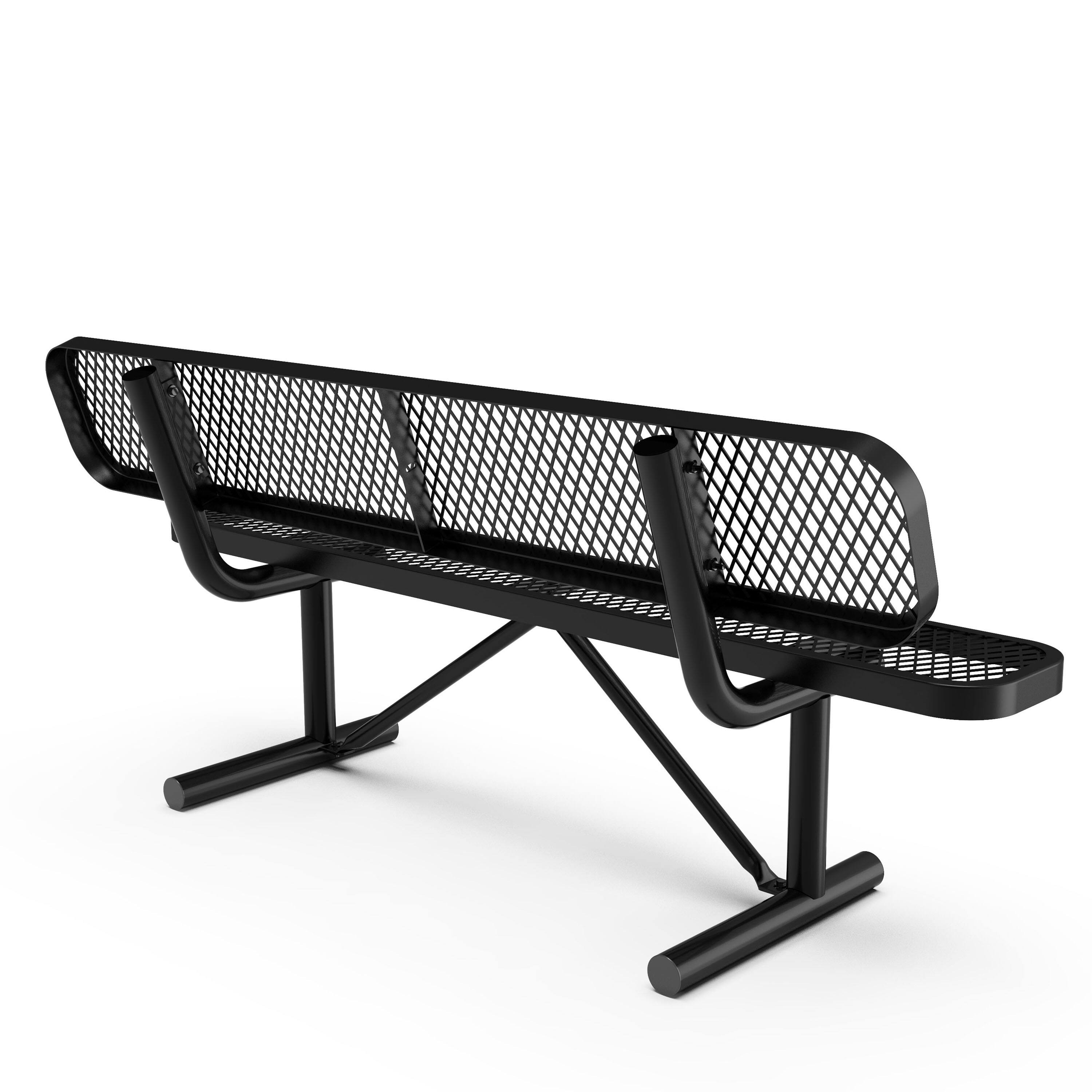 Back. Flash Furniture - Sigrid 6' Outdoor Bench with Backrest, Commercial Grade Expanded Metal Mesh Seat and Backrest and Steel Frame in Black w - Black.