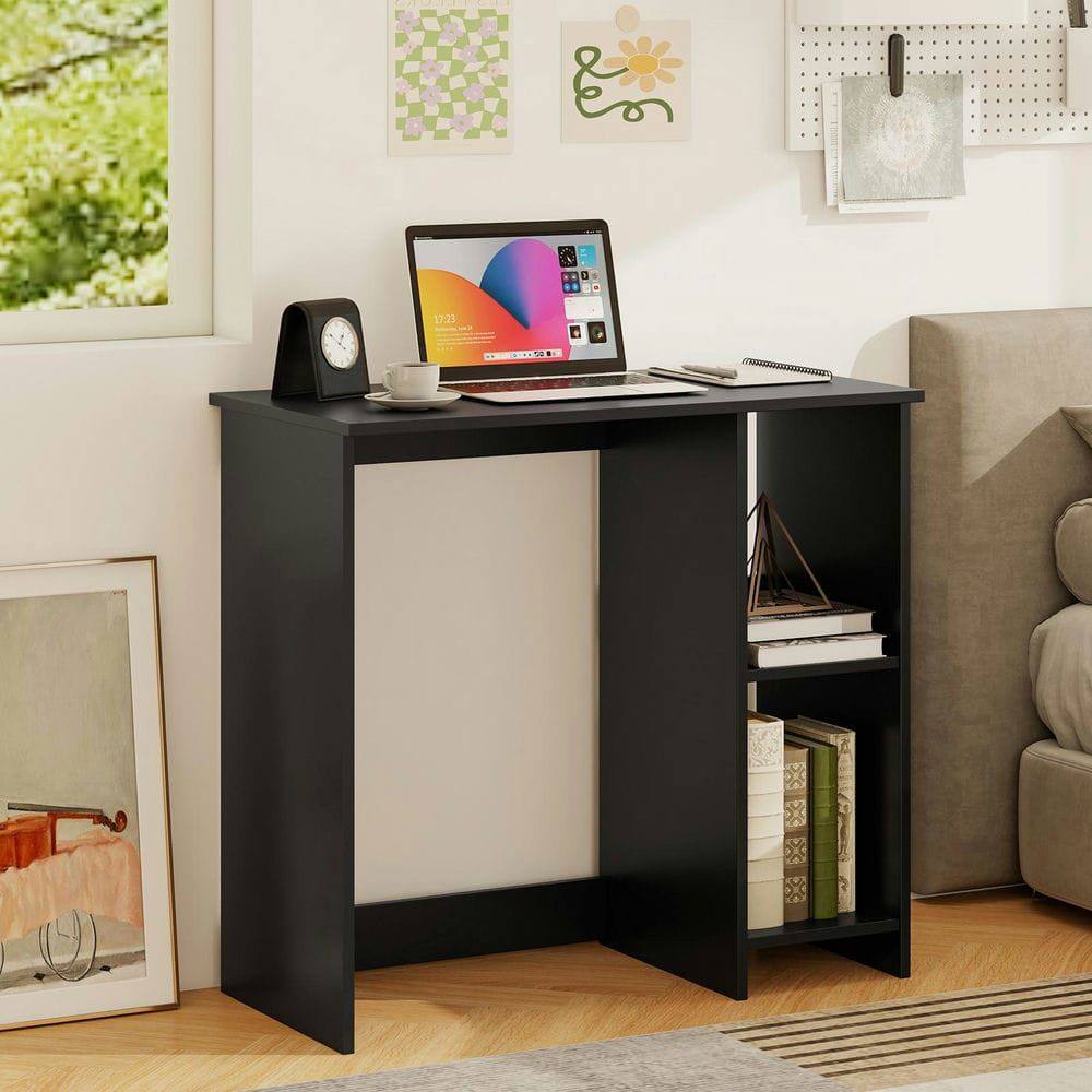 Alt View 4. Kadyn - 31.5-Inch Modern Home Office Desk - 2 Compartments, Black - Black.