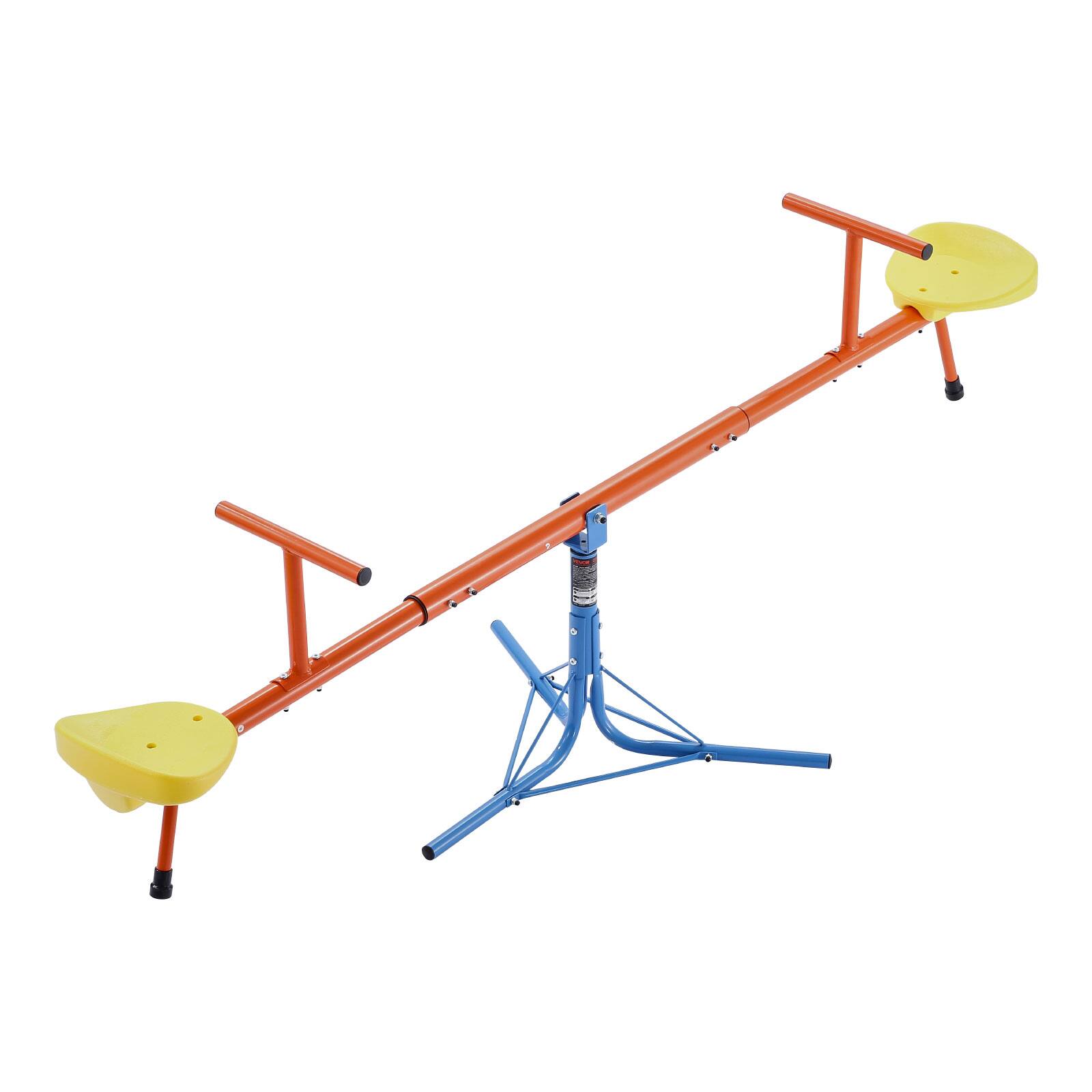 Alt View 5. VEVOR - Kids Seesaw, 100 lbs Load Capacity per Seat, Sit and Spin Teeter Totter with 3-prong Support Legs - Orange, yellow, blue.
