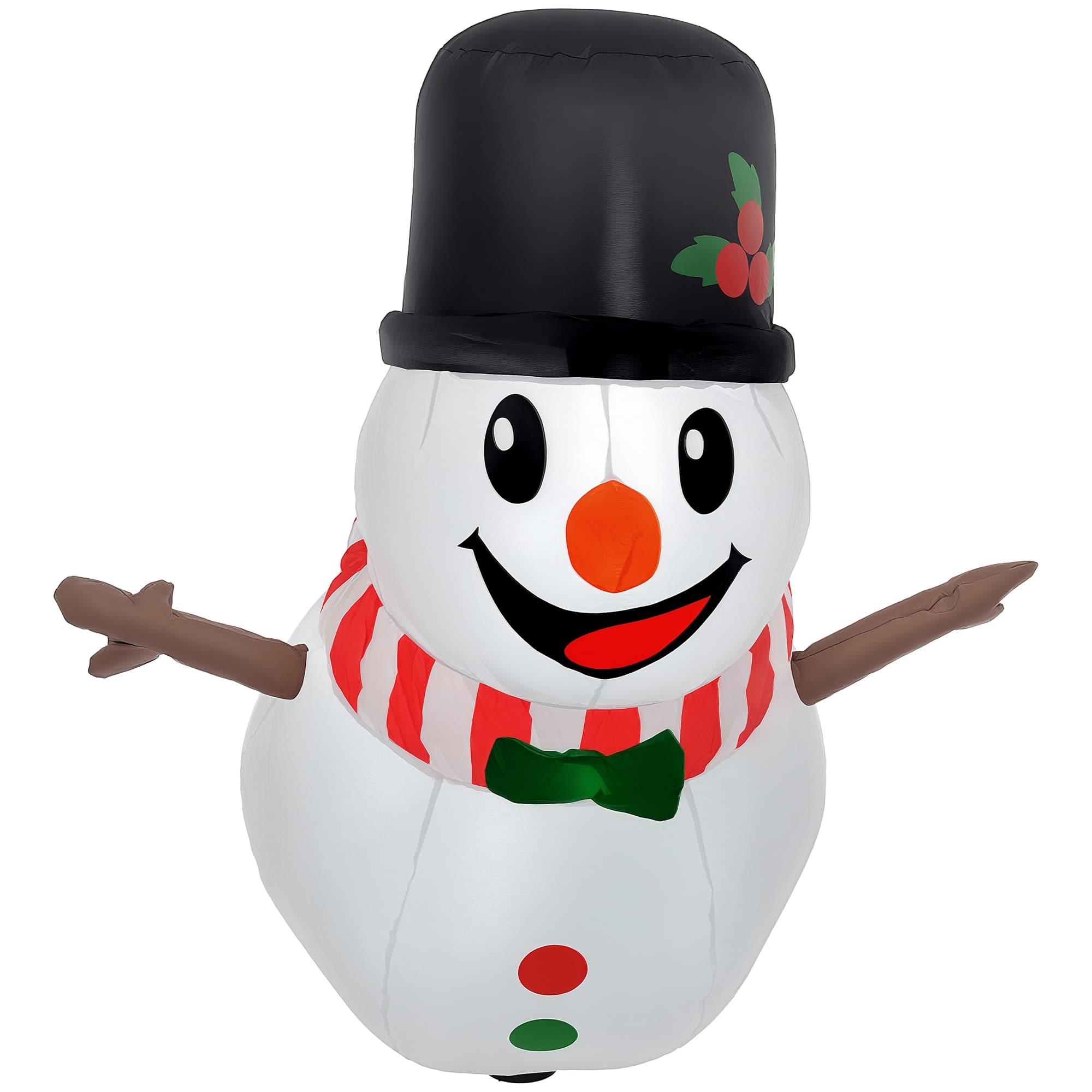 Front. Outsunny - 3.4' Christmas Inflatables Hanging Snowman with White LED Lights, Blow-Up Outdoor Christmas Decorations for Garden Party - White.